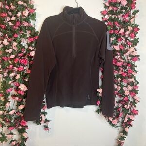 Eddie Bauer First Ascent Brown 1/4 Zip Pullover Fleece Sweater Womens Small